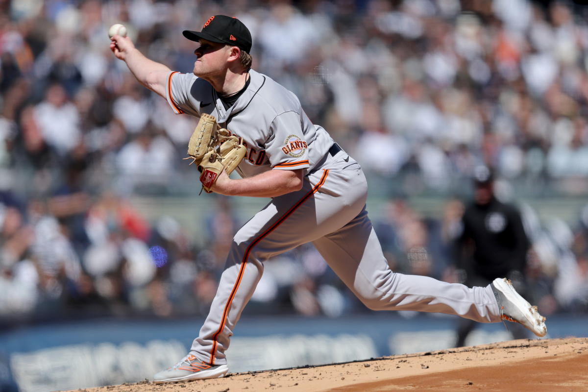 SF Giants starting pitcher Logan Webb pitches against the New York Yankees during the first inning at Yankee Stadium. (2023)